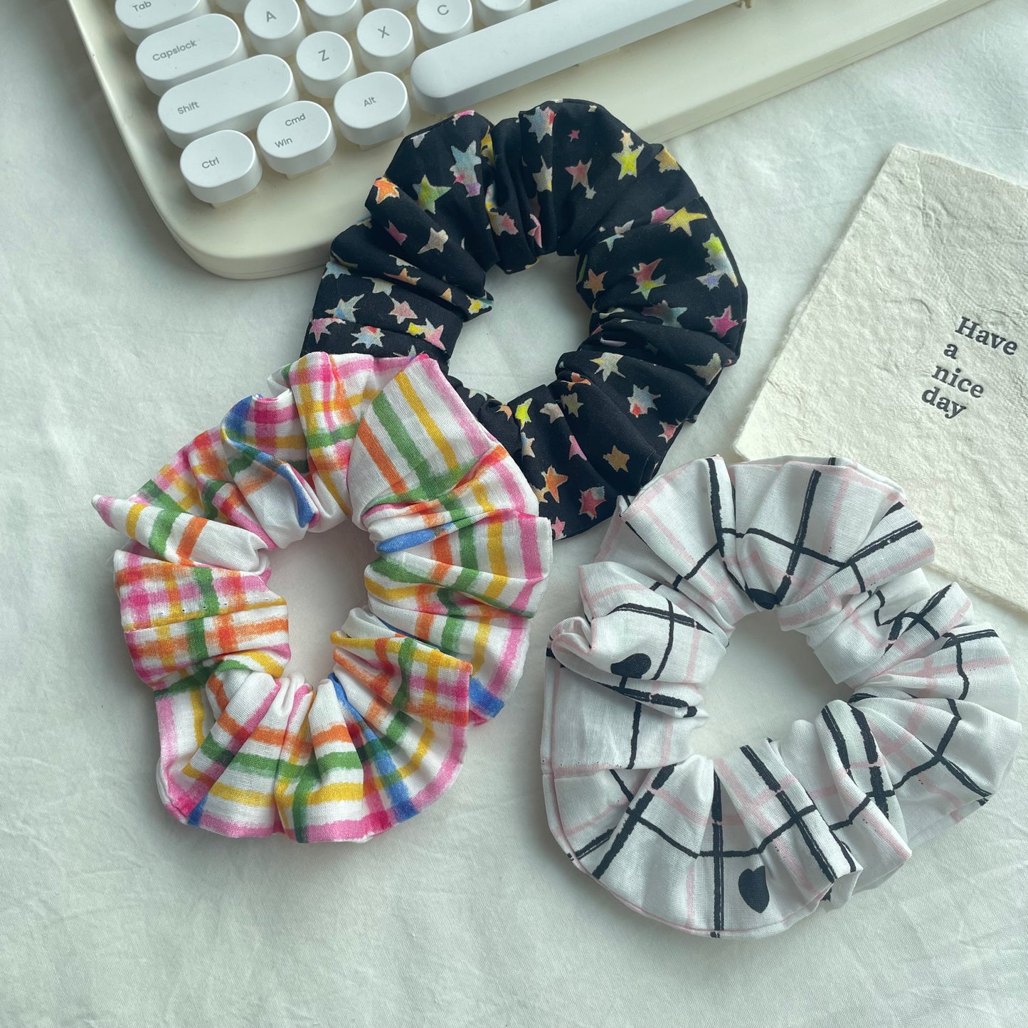 plaid scrunchie 3pcs/set