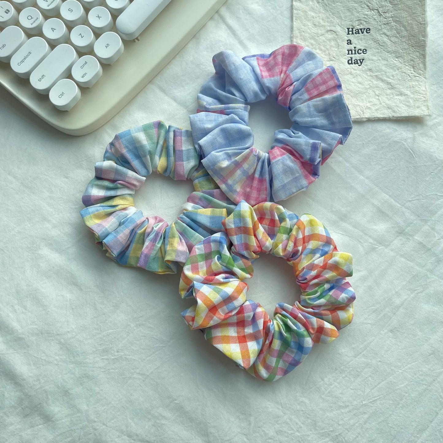 plaid scrunchie sets/3pcs