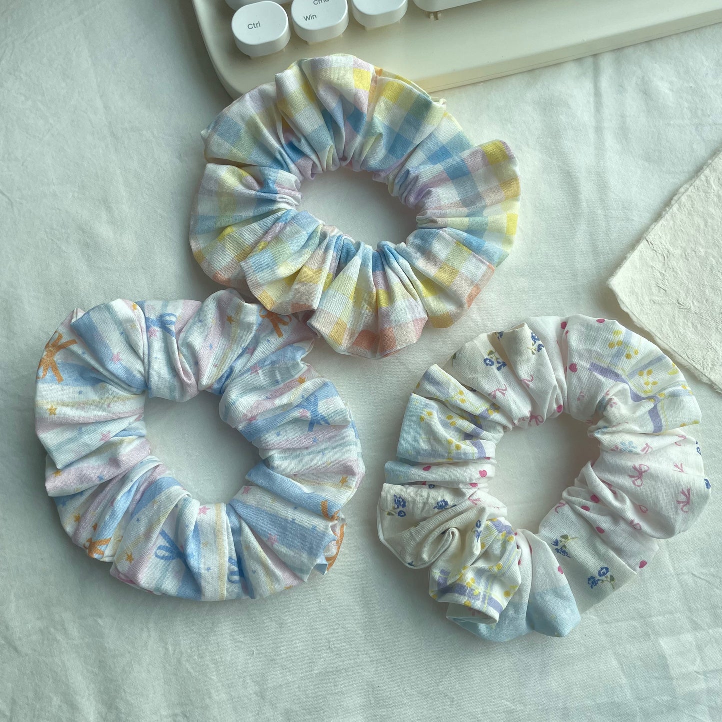 cotton plaid scrunchie set