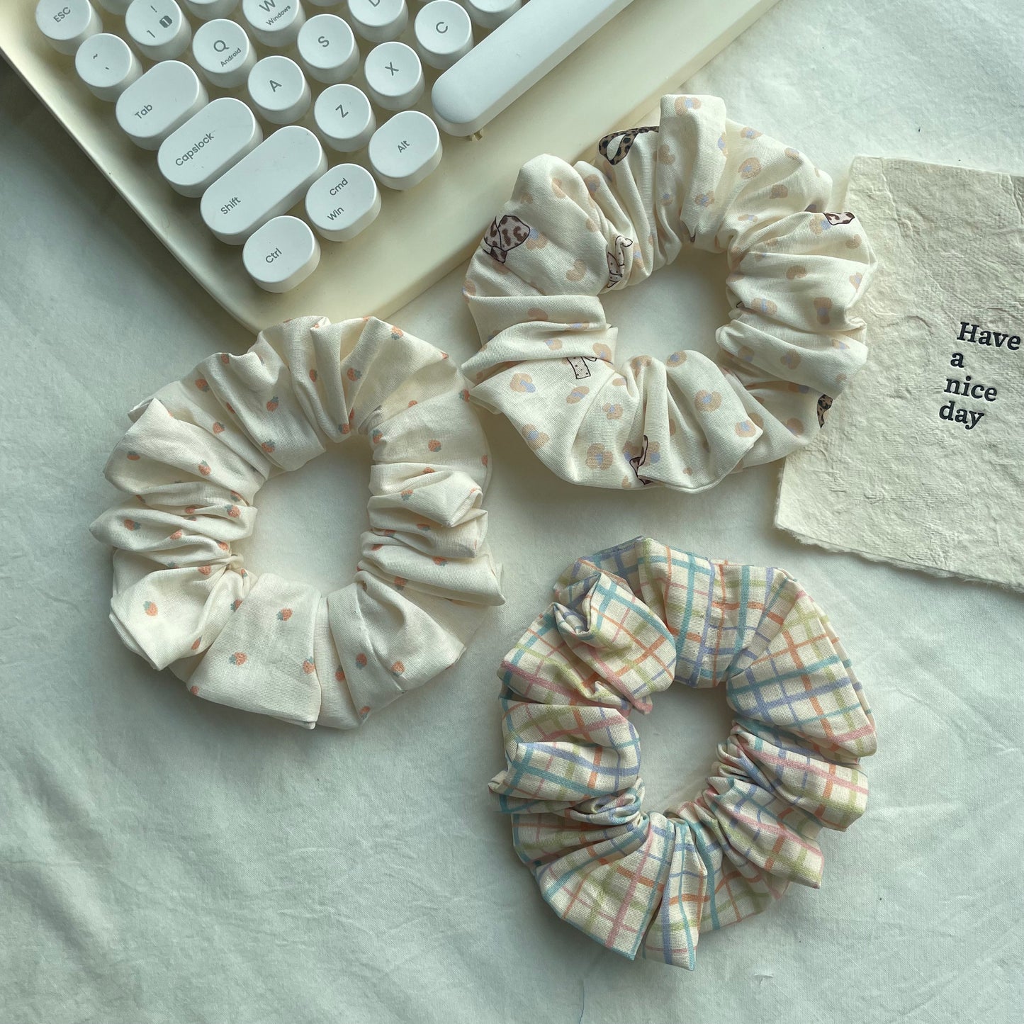 plaid scrunchie 3pcs set