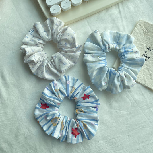 cotton plaid scrunchie 3pcs set