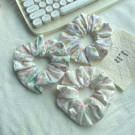 cotton plaid scrunchie 3pcs set