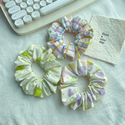 cotton plaid scrunchie set 3pcs