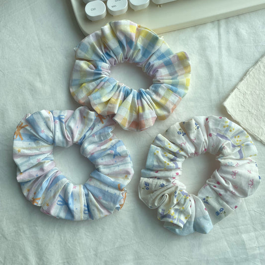 cotton plaid scrunchie set
